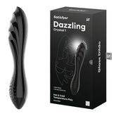 Satisfyer Dazzling Crystal 1 - Black 7.25 Inch Glass Dildo DONGS Glass